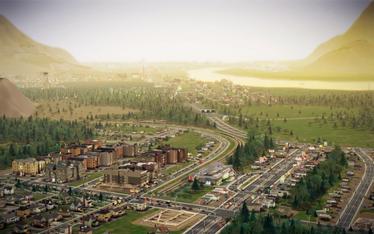 Разработчики старались стилизовать населенные пункты SimCity под масштабные модели городов за счет светофильтров и размытия фона.