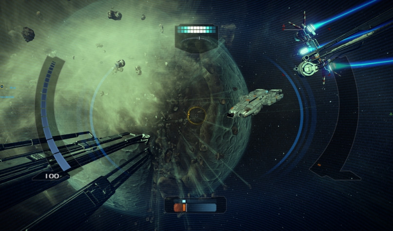 На среднем плане «Скунс Альбиона» — единственный корабль, доступный на протяжении всей игры.