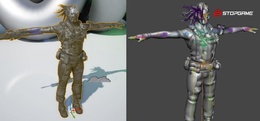 Скелет персонажа из нашумевшего realtime-demo Infiltrator на Unreal Engine 4.