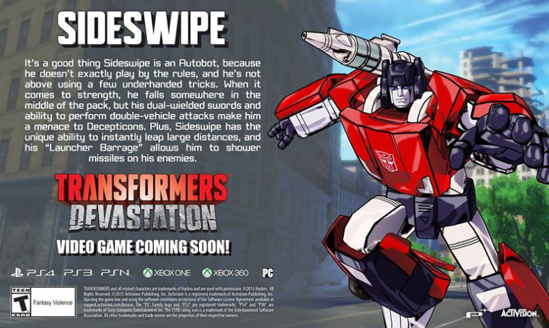 Именно в роли этого Автобота была пройдена игра и написано данное прохождение Transformers: Devastation.