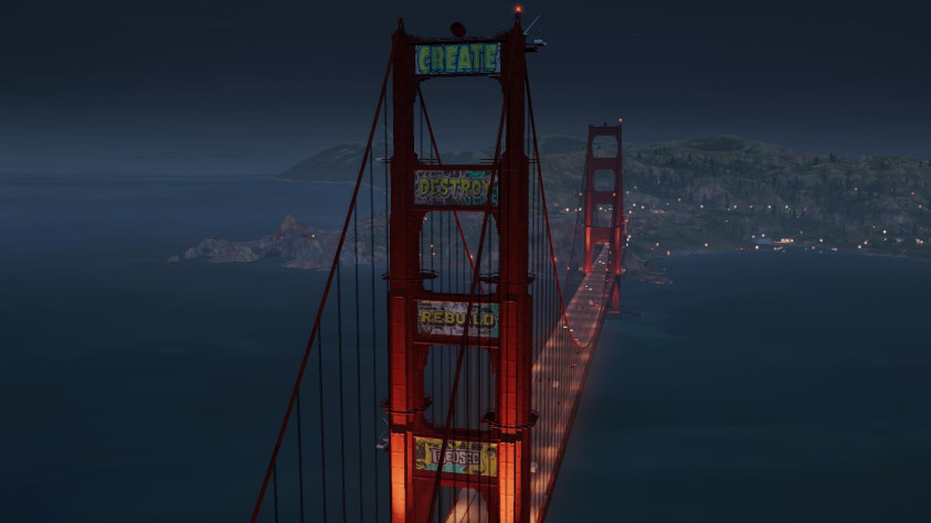 Раскрашенный мост «Золотые ворота» у Сан-Франциско.