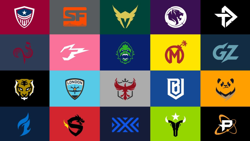 Логотипы 20 команд второго сезона Overwatch League.