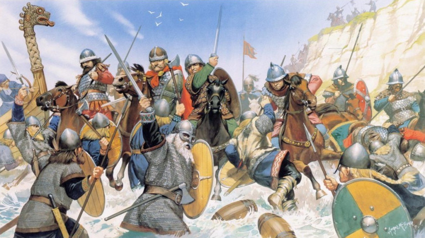 «Битва викингов и каролингов под Парижем, IX век», иллюстрация Ангуса Макбрайда.