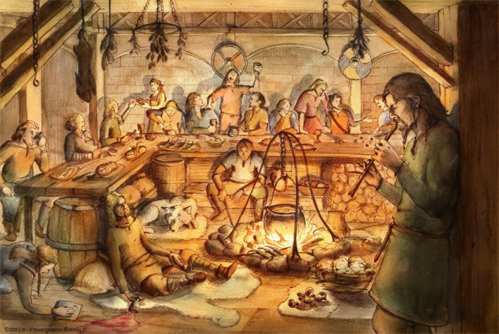 «Застолье викингов», иллюстрация Франчески Беральд (Francesca Baerald).