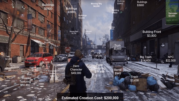 Подсчитано, что создание всех объектов на этом скриншоте обошлось Ubisoft примерно в 200 тысяч долларов (игра – Tom Clancy’s the Division).