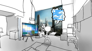 Дешёвый подражатель голографическим панелям из prey 2017 в майнкрафте.