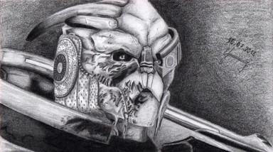 Гаррус Вакариан, Mass Effect. Рисунок простыми карандашами