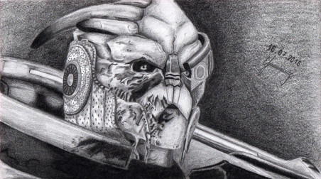 Гаррус Вакариан, Mass Effect. Рисунок простыми карандашами