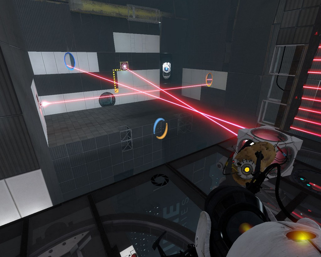 Игра на 2 проходить. Лифт портал 2. Portal 2 Lift 3d. Игра лазерные лучи. Совместная игра в портал 2.