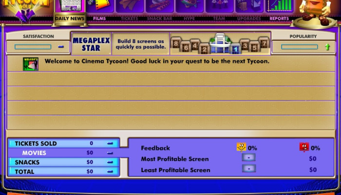 Cinema Tycoon Gold Cheats and Cheat Codes, PC