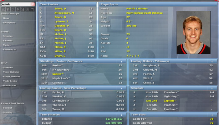 к игре NHL Eastside Hockey Manager 2007