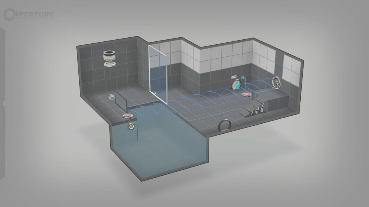 Туалет лаборатория бесплатная версия. Пазл портал 2. Portal 2: Perpetual Testing initiative. Portal 2 комната с сюрпризом jpg.