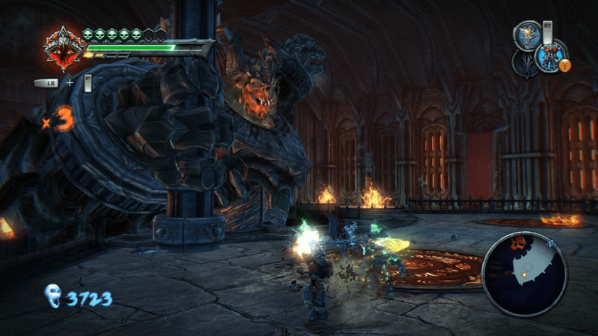 Еще один портал надо поставить на его палице. В перерывах получения по морде лица, босс призывает всякую мелочь. Иначе бой длился бы несколько минут.