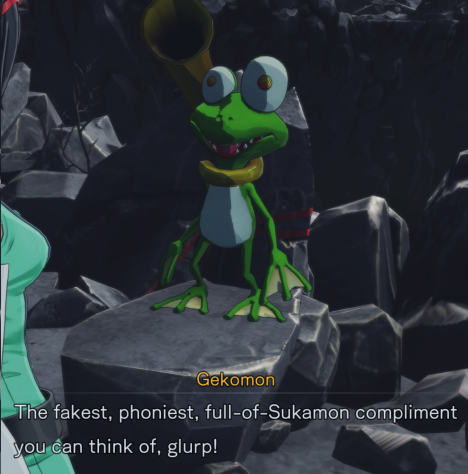 Часть просьбы этого лягуха видна на&amp;nbsp;скриншоте: «Фальшивейший, лицемернейший, и&amp;nbsp;полный Дерьмомона комплимент, который только можно представить. глырп!».