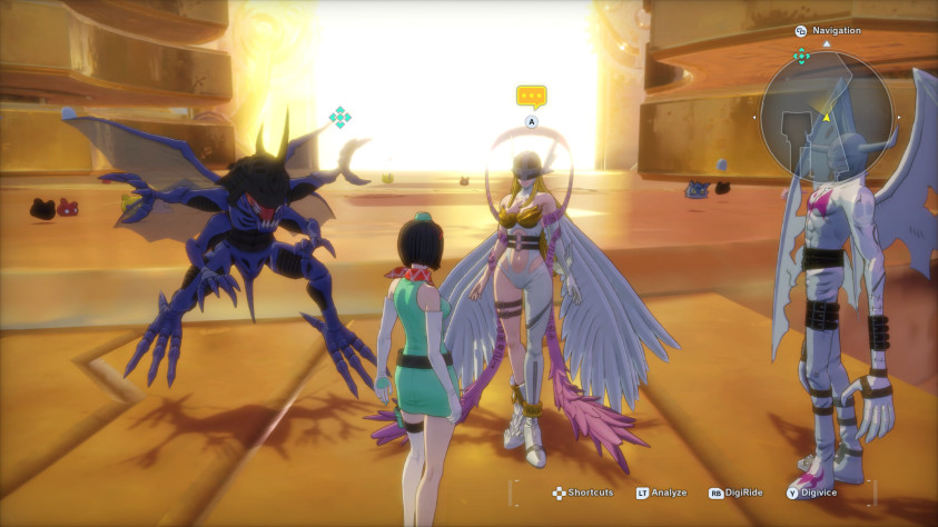 Перед дверьми храма встречает Эйнджевомон.