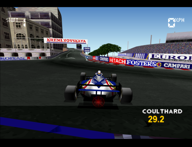 Formula 1 (1996). Пиво Foster`s, ликер Campari, водка Kremlyovskaya, ну, и&amp;nbsp;зацензуренные рекламы сигарет Marlboro и&amp;nbsp;Gitanes.