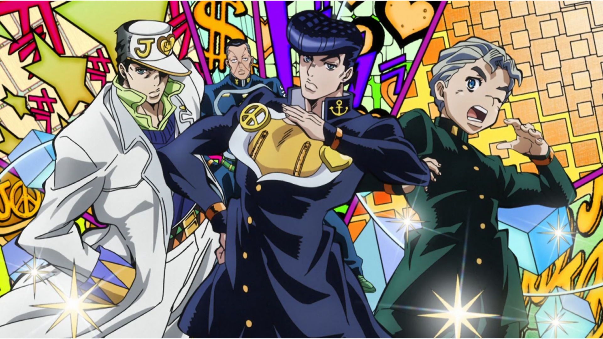 Jojo s bizarre adventure 4. Jojo's bizarre Adventure Несокрушимый Алмаз. Джо Джо Несокрушимый Алмаз. Джотаро Куджо и Коичи. Джоджо Несокрушимый Алмаз Джоске.