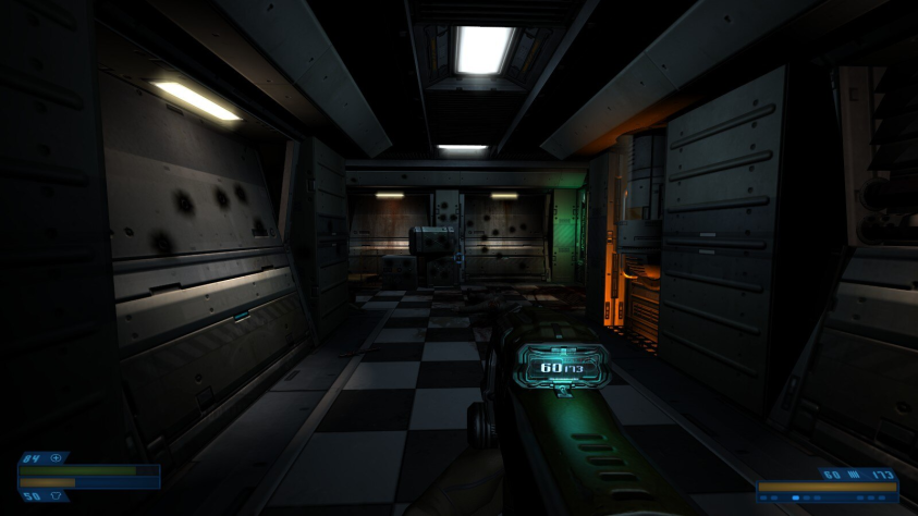 И снова декорации привычные по думу3. Но ничего, вероятнее всего в коцне уровня, нас снова ждет "орегонский флешбек".