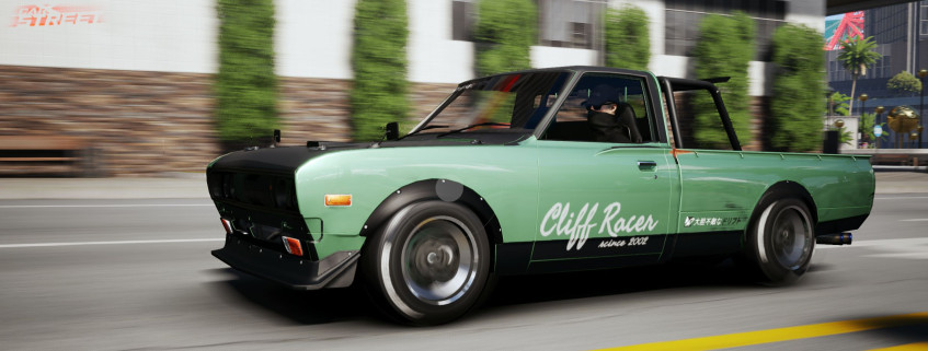 Стартовый Datsun, который был на релизе игры. Я так понимаю, сейчас его уже нет. Земенен на 180SX, подозрительно напоминающий стартовый автомобиль Райана Купера из NFS ProStreet.