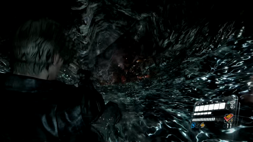 Вот тут придётся скользить на заднице, попутно отстреливая акулу-мутанта