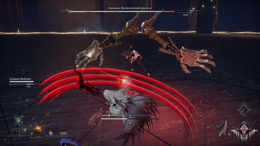 Женщина с большими меха-руками это не что-то новое, но в Ai Limit, на общем фоне однообразной геометрии, она очень хорошо выделяется. Кстати, помощников на пару босс-файтов брать придётся, ибо квесты.