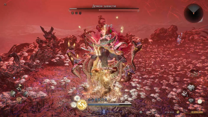 Кого-то может смутить количество эффектов во время боя, особенно глядя на данный скриншот, на практике же все атаки боссов хорошо читаются и понимаются.