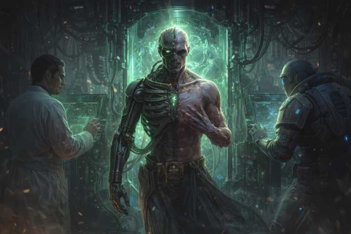 Некрон в лаборатории с учёными