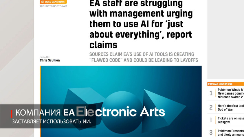EA заставляла 15 000 своих сотрудников использовать ИИ буквально «для всего».