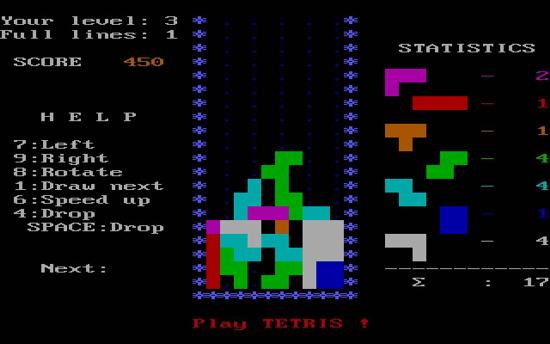 Tetris, MS-DOS version screenshots and gameplay&amp;nbsp;(1986)

