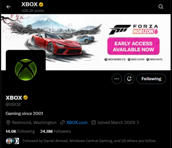 Так теперь выглядит твиттер-аккаунт XBOX.