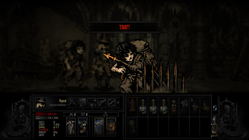 Скриншоты Darkest Dungeon: The Fire’s Edge со&amp;nbsp;страницы в&amp;nbsp;Steam.