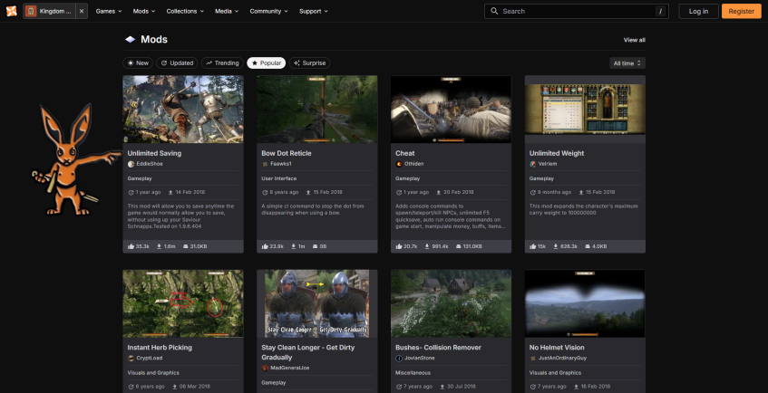 Страница KCD 1 на&amp;nbsp;Nexus Mods.