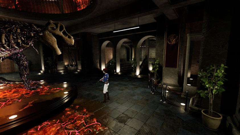 Будущий босс в музее, который постепенно обрастает плотью. Aya Brea передаёт привет. 