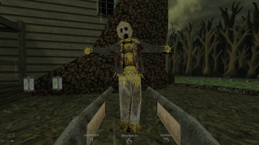 Например, этот прикол с пугалом сработал на меня в оба прохождения. Значит, вы абсолютно точно увидите пугало и сразу к нему подойдёте, чтобы посмотреть, а живое оно или нет. Но нет, оно не живое, это не враг, это просто пугало. 