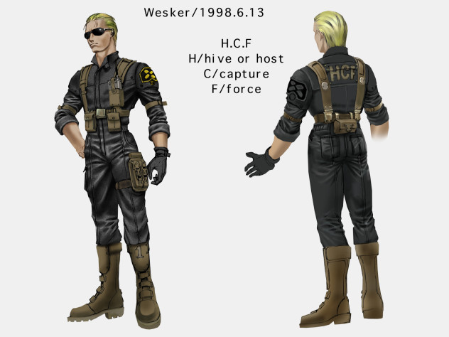 Концепт-арт с Альбертом Вескером с упоминанием органзиации H.C.F.
