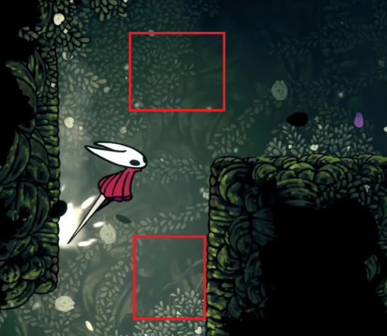 Представим, что там враги. ЛОГИЧНО что ты перепрыгиваешь 1ого, но вот незадача, по инерции влетаешь в другого))Выбор из 2х стульев)И если там босс, то выбираешь прыгнуть в обычного врага, лишь бы получить 1 маску урона, заместо 2х. Ну разрабы, разве не красавцы?!)Печально, когда ты ВЫНУЖДЕН думать таким образом. В соулсах такого просто нет.