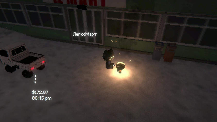 Бомжик варит кофе в метре от магазинчике, где его украл