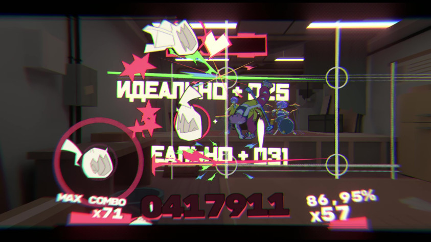Тяжко показывать музыкальный геймплей картинками, но представьте, что здесь крутая музыка и красивые резкие анимации