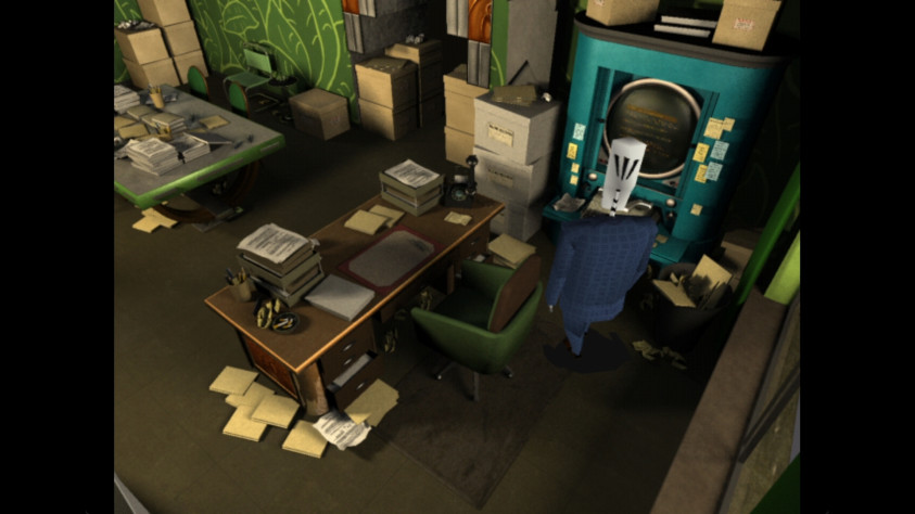 Здесь активным объектом является компьютер – заметить, что Мэнни смотрит туда нелегко