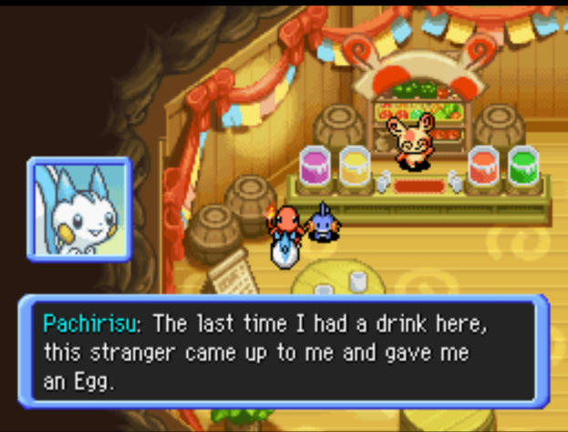 Меня до сих пор очень смешит момент, что пока ты сидишь в баре и пьёшь коктейли из свежевыжатых конфет, Спинда может передать тебе яйцо со словами &quot;это вам от покемона с соседнего столика&quot;. Интересный в реалиях мира покемонов у них флирт. &quot;Ты мне нравишся, держи моё нерожденное дитя&quot;. Кстати этот бар вы будете видить ОЧЕНЬ много за игру.