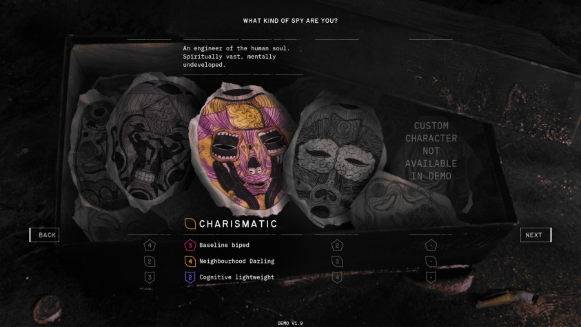 Выбор архетипа: подвижный кинетик, общительный харизматик и&amp;nbsp;умный аналитик. К&amp;nbsp;сожалению, собрать свой билд в&amp;nbsp;демо не&amp;nbsp;дают.