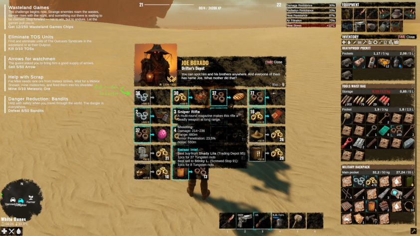 Молчу по бродящих посередь пустошей в случайных местах брутальных торгашей с видом мастера боевых искусств по обмену - лучше товары, худшая обстановка для торговли.