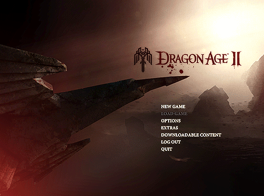 Экран главного меню Dragon Age II (2011)