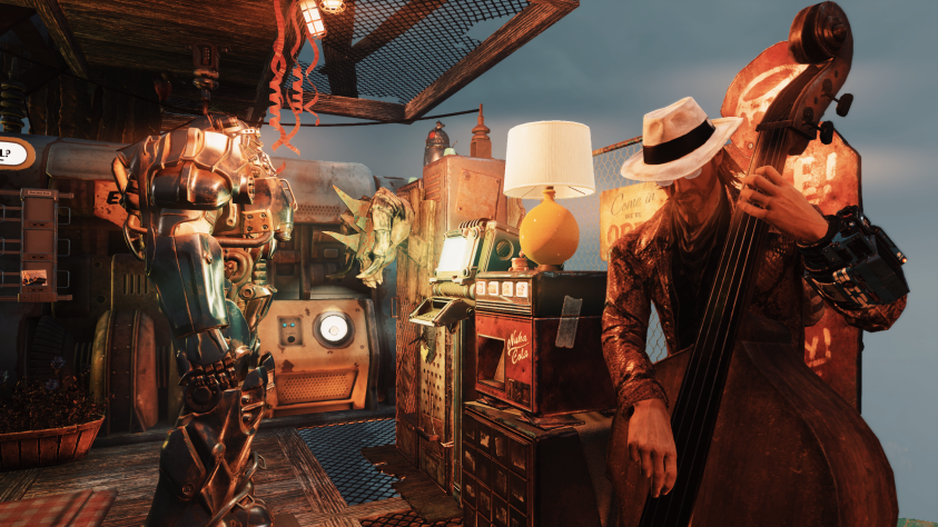 Я развлекаю покупателей в моём магазине игрой на контрабасе