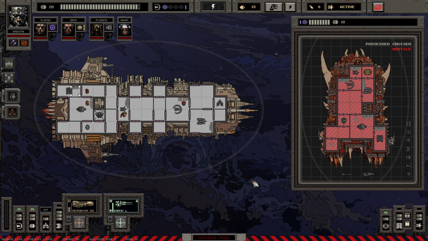 А&nbsp;вот тут командир готовится прыгнуть на&nbsp;захваченный варповой гадостью корабль, чтобы цапнуть жёлтый ящик и&nbsp;вернуться обратно