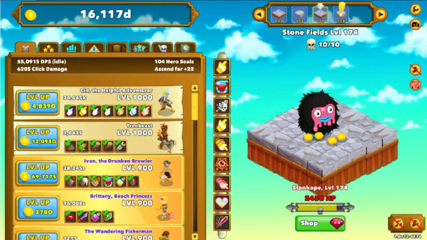 Clicker Heroes предлагает вам стандартную для кликеров модель геймплея:&amp;nbsp;кликаете на монстров, чтобы получить золото за их убийство. На золото нанимайте новых героев и наносите больше урона, чтобы получить еще больше золота... А еще в игру встроен автокликер