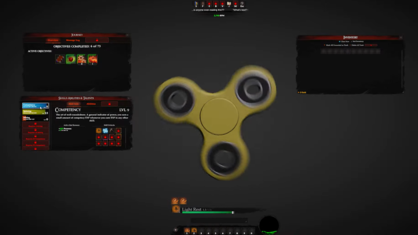 Fidget Spinner RPG - классический пример кликера. Кликаешь по спиннеру, чтобы он вращался быстрее и генерировал очки, которые ты тратишь на то, чтобы спиннер вращался еще быстрее, пока не загорится
