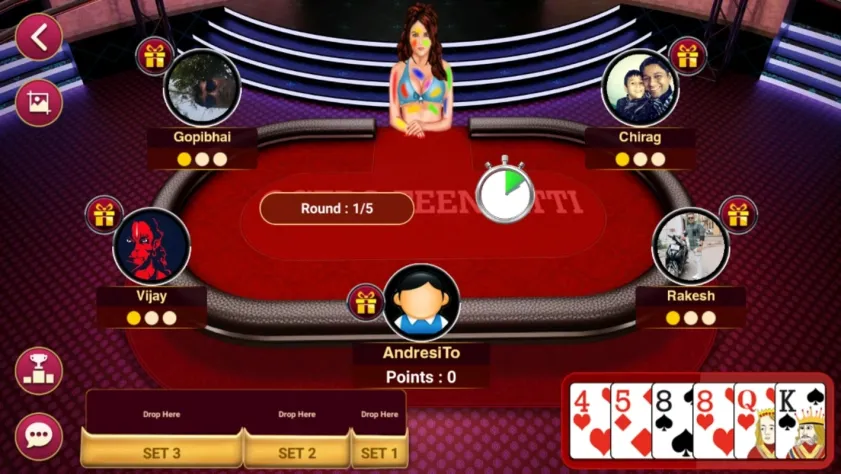 Teen
Patti Octro — настоящий
феномен индийского геймдева. Это адаптация индийского покера, которая годами
входила в топ-5 самых кассовых приложений Индии.