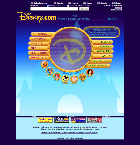 Сайт Дисней в 1999 году.