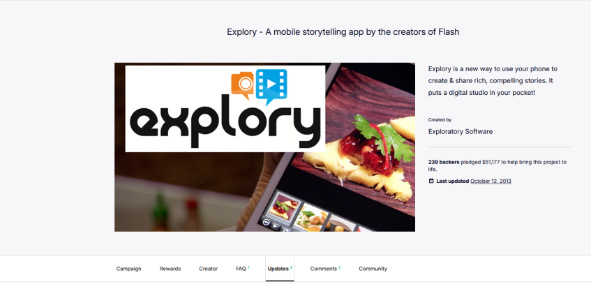 В Updates вы можете найти сообщение о выпуске данного приложения, однако страница указанная по этой ссылке не существует, я предполагаю скачать Explory у вас больше нет возможности.